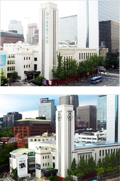 서울시의회 본관 및 의원회관 각각 건물 전경 사진